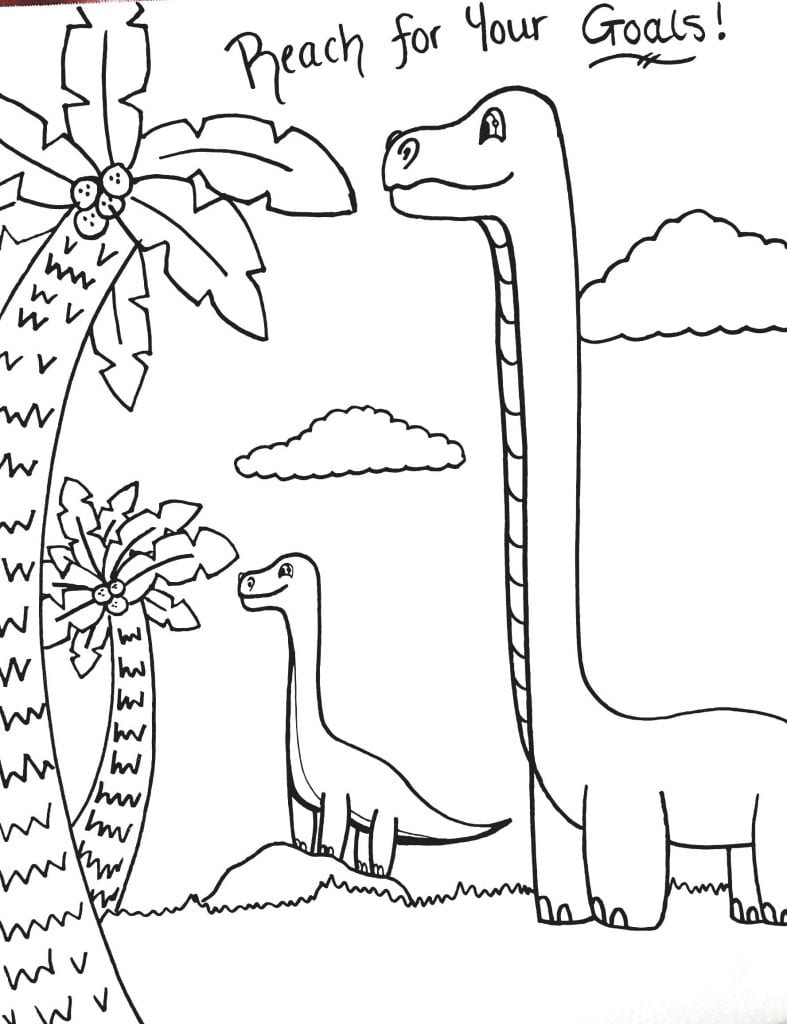 Dinosaur Coloring Page - Reach For Your Goals