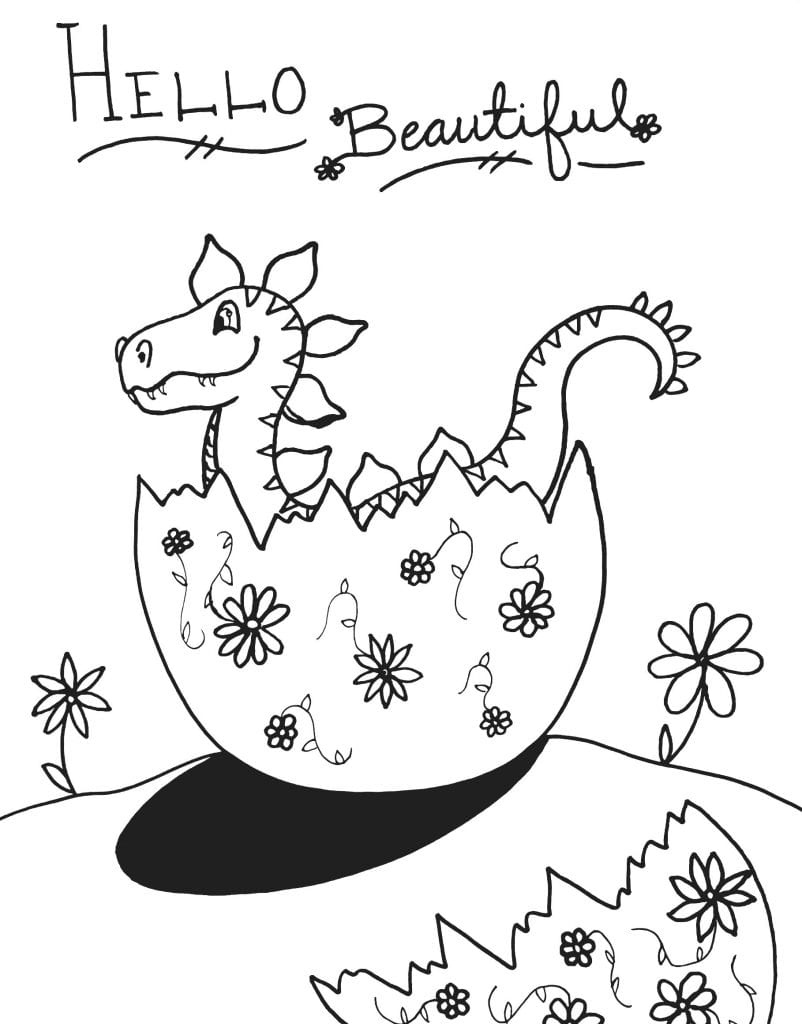 Dinosaur Coloring Page - Hello Beautiful
