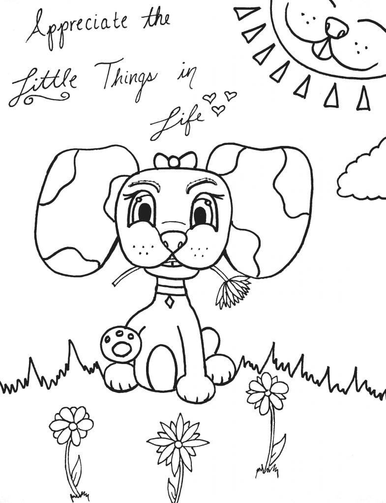 Puppy Coloring Page - Appreciate The Little Things