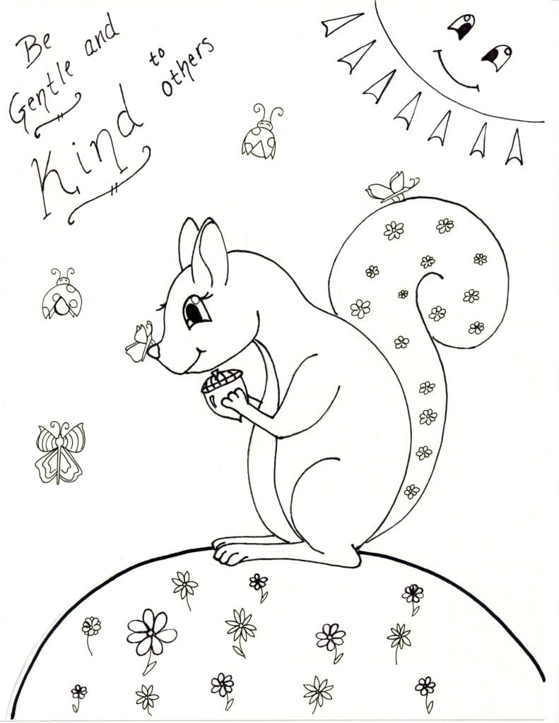 Spring Coloring Page -Be Gentle & Kind