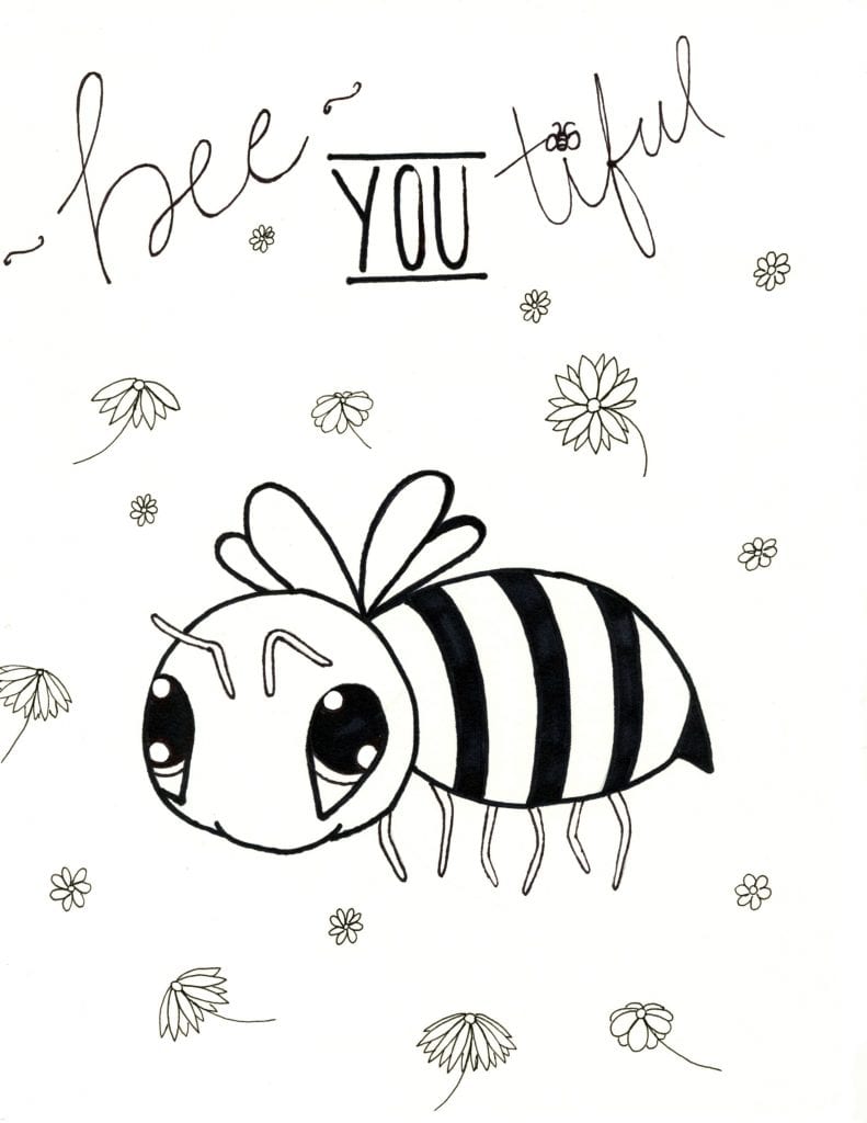 Spring Coloring Page - Bee You