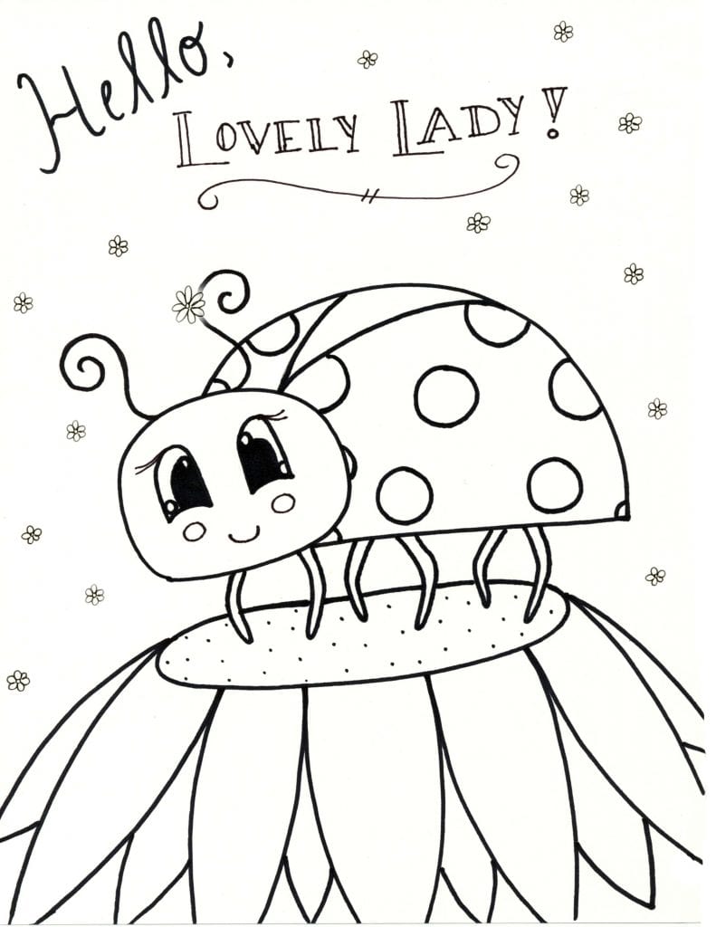 Spring Coloring Page - Hello Lovely Lady