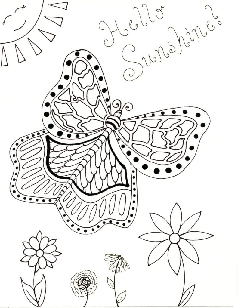 Spring Coloring Page - Hello Sunshine