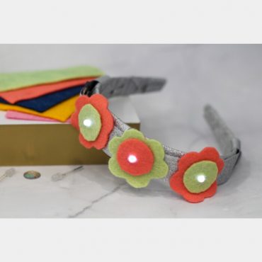 Light up headband with materials used to create it